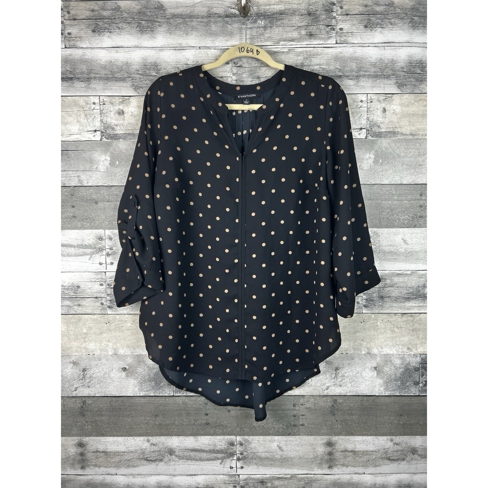 41 Hawthorne 1X 3/4 Sleeve V Neck Blouse